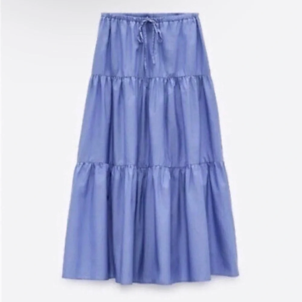 Zara Blue Tiered Midi Skirt - Picture 5 of 5